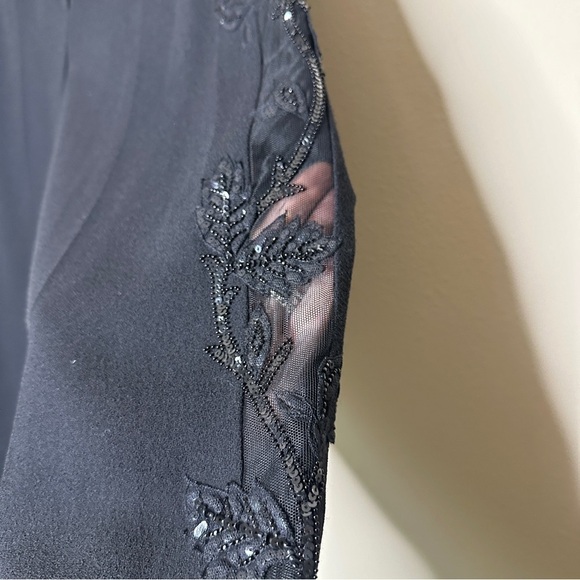 Escada Sequin Embellished Wide Leg Wool Silk Pants in Black Size 36 US S - Picture 7 of 8